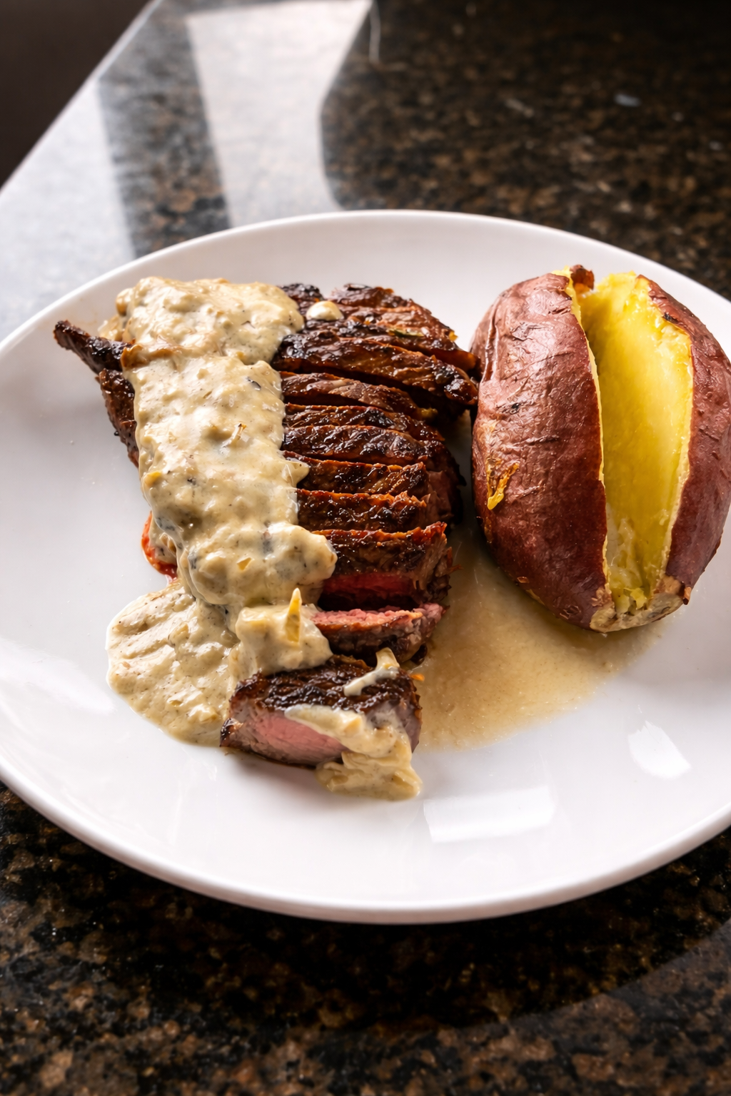 New York Strip Steak with Shallot Cream Sauce