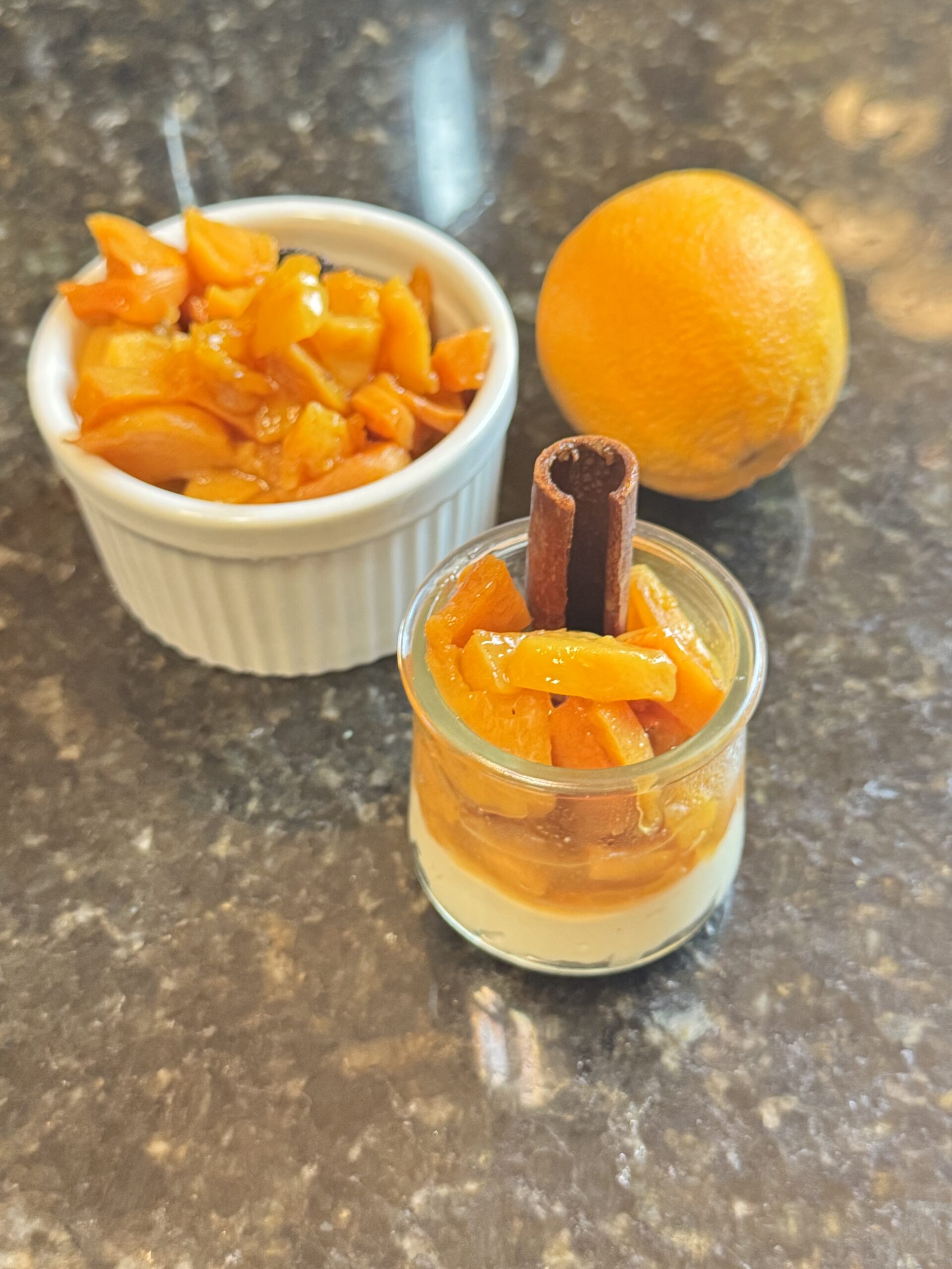 Orange-Poached Persimmons with Sweetened Cream Cheese