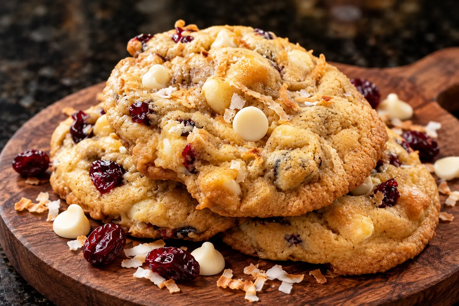 White Chocolate Cranberry Coconut Cookies